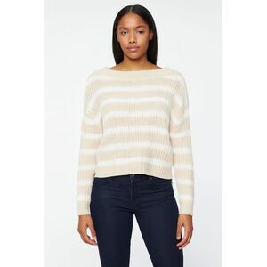 John + Jenn Women's Anthropologie tan white sweater size XS knit boxy oversized